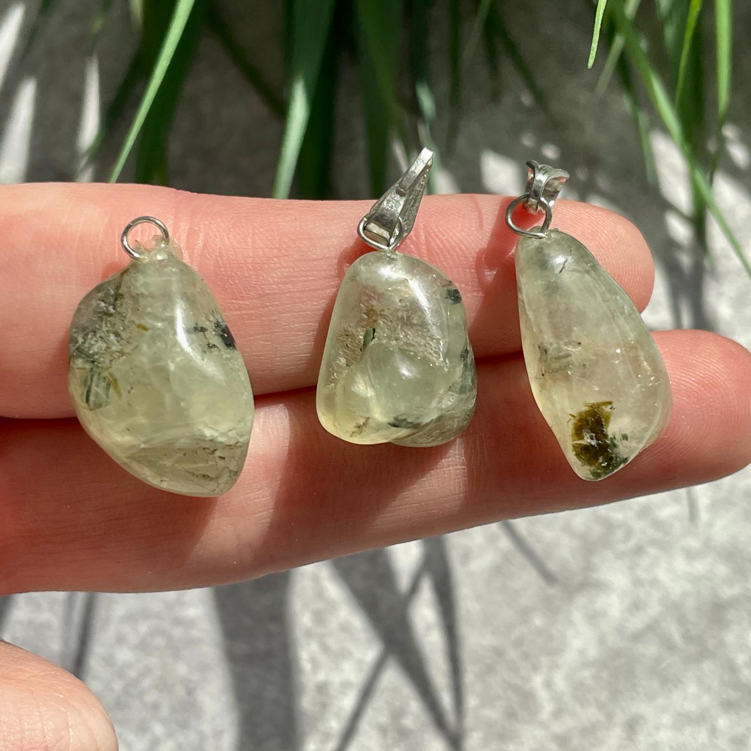 Tumbled Mini Pendant - Prehnite Tumbled Mini Pendant - Prehnite